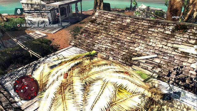 While in the haystack, activate the eagle vision, Burgess and Cockram should approach from the background - 02 - Trust Is Earned | Sequence 9 - Sequence 9 - Assassins Creed IV: Black Flag Game Guide & Walkthrough