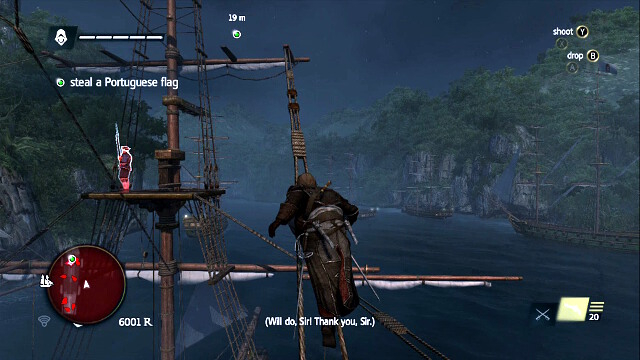 Run over to the other mast - 01 - Black Barts Gambit | Sequence 10 - Sequence 10 - Assassins Creed IV: Black Flag Game Guide & Walkthrough