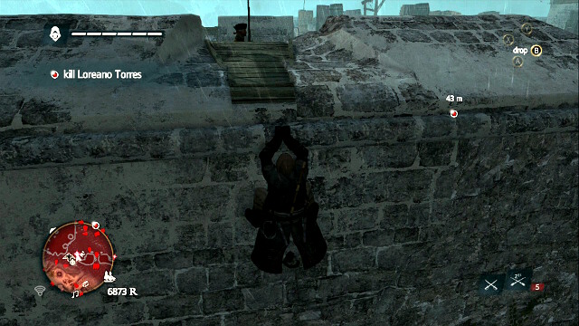 Before you jump over onto the fort check carefully where the local gunner is - 03 - Tainted Blood | Sequence 12 - Sequence 12 - Assassins Creed IV: Black Flag Game Guide & Walkthrough