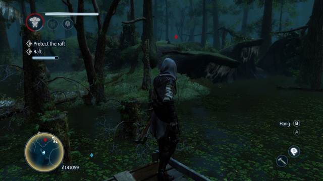 You cannot jump off the raft just anywhere, without touching the water - Sequence 7 - The storyline - Assassins Creed: Liberation HD - Game Guide and Walkthrough