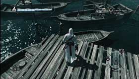 Jump down onto the boat on the the other side of the tower. - Assassins Creed: MB05 - Sibrand of Acre - Assassins Creed: Memory Block 05 - Assassins Creed (PC) Game Guide