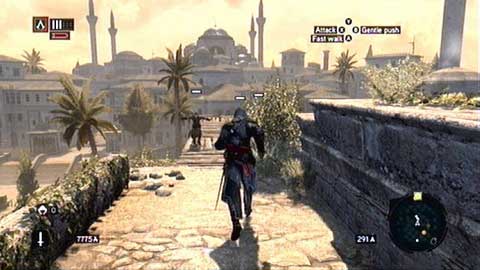 After conversation with Yusuf, start running as fast as possible after assassins towards the point marked on the map - Memory 1 - p. 1 - Sequence 4 - The Uncivil War - Assassins Creed: Revelations - Game Guide and Walkthrough