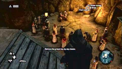 Your task is to find the guard with the key - Memory 2 - Sequence 7 - Underworld - Assassins Creed: Revelations - Game Guide and Walkthrough