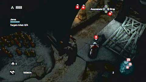 You will be able to kill a firs guard from one of the pillars - Memory 3 - Sequence 7 - Underworld - Assassins Creed: Revelations - Game Guide and Walkthrough