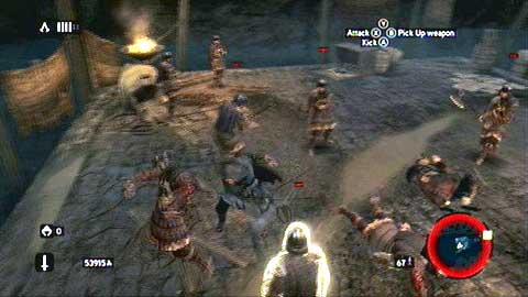 Right at the beginning a group of soldiers will attack you - Memory 6 - Sequence 7 - Underworld - Assassins Creed: Revelations - Game Guide and Walkthrough