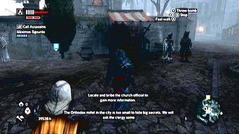 After beginning of the mission, go with your recruit to the area marked with green - Missions 1&2 - Master Assassin Missions - Assassins Creed: Revelations - Game Guide and Walkthrough