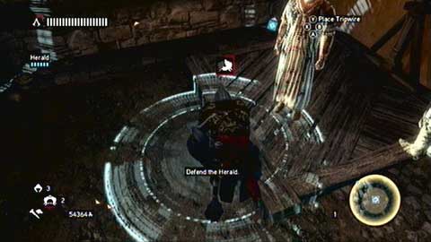 A moment later you'll be attacked by group of enemies, so quickly place the Smoke Bomb with Tripe Wire in front of the man - Missions 6&7 - Master Assassin Missions - Assassins Creed: Revelations - Game Guide and Walkthrough