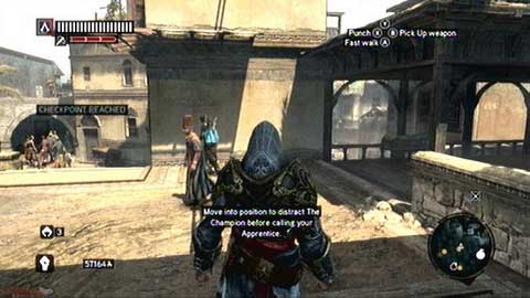 He will take herald as the hostage and put a knife to his throat - Missions 6&7 - Master Assassin Missions - Assassins Creed: Revelations - Game Guide and Walkthrough