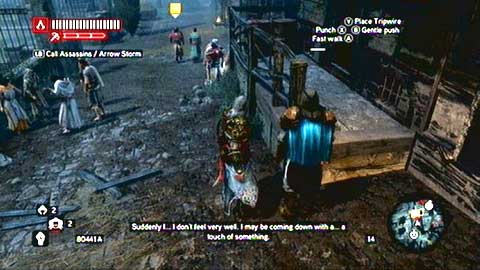 After the man meets Templar, you have to kill a guard standing on the right - Missions 8&9 - Master Assassin Missions - Assassins Creed: Revelations - Game Guide and Walkthrough