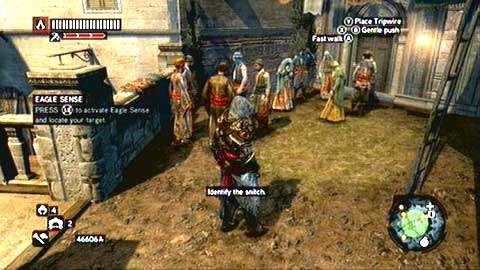 Once the area is clear, use the Eagle Sense and locate your target (from a great distance - Missions 1&2 - Faction HQ Missions - Assassins Creed: Revelations - Game Guide and Walkthrough