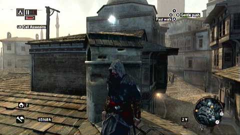 It hovers over the chimney - Galata District (01-11) - Animus data fragments - Assassins Creed: Revelations - Game Guide and Walkthrough