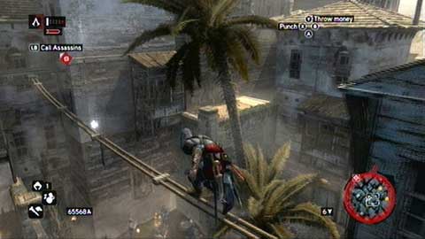 It hovers over the rope hung between buildings - Constantine District (11-21) - Animus data fragments - Assassins Creed: Revelations - Game Guide and Walkthrough