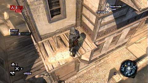 The chest is hidden on the wooden platform next to the house - Bayezid District/Arsenal (11-20) - Treasure chests - Assassins Creed: Revelations - Game Guide and Walkthrough
