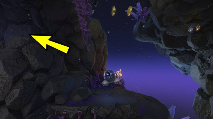 Follow the stones and don't miss the cave on the left - Astros Playroom: Caching Caves - walkthrough - SSD Highway - Astros Playroom Guide