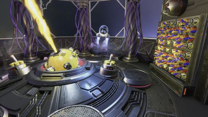 After the beam is fired, dynamites will pop out of two holes in the floor for a moment - Astros Playroom: Orbital Obstacles - boss, how to defeat? - Bosses - Astros Playroom Guide
