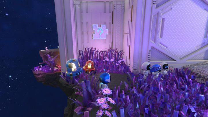 Jump down and grab the third puzzle piece - Astros Playroom: Deep Dataspace - walkthrough - SSD Speedway - Astros Playroom Guide