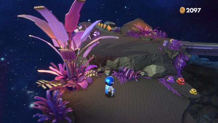 Collect all the coins and pull on the cables - Astros Playroom: Deep Dataspace - walkthrough - SSD Speedway - Astros Playroom Guide