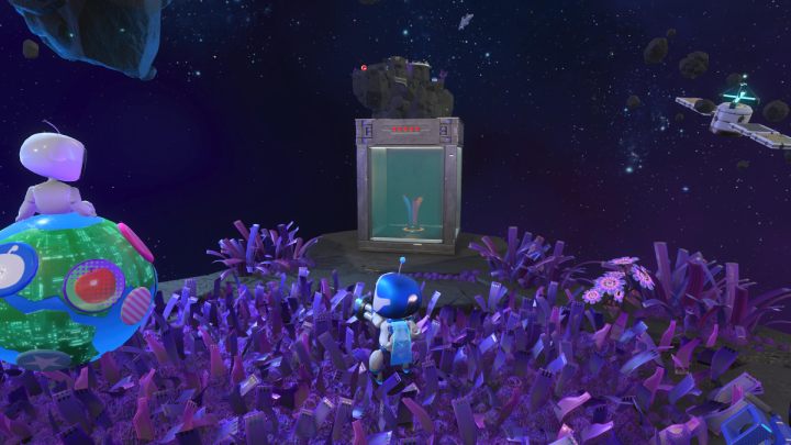Go back down to the small island next to the silver trampolines where you found the third puzzle piece - Astros Playroom: Deep Dataspace - walkthrough - SSD Speedway - Astros Playroom Guide