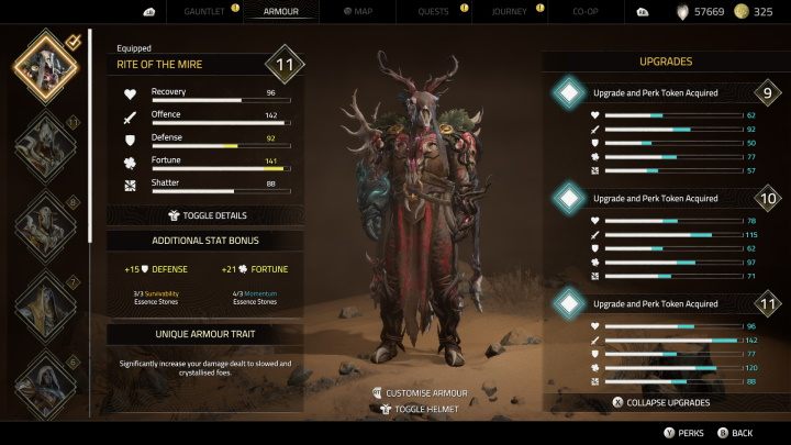 The Rite of the Mire is an armour that you will receive for completing the Ancient Armour quest in The Black Alms - Atlas Fallen: All Armours - Secrets and Finds - Atlas Fallen Guide