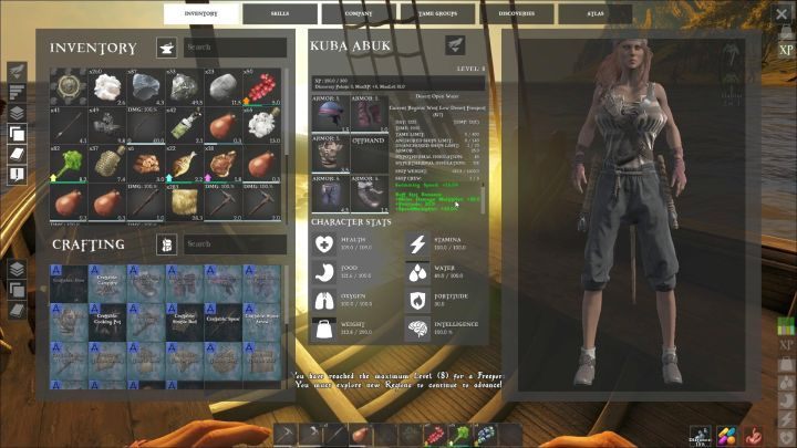 The screen showing the character stats. - Stats and abilities in ATLAS Game - Game basics - ATLAS Guide and Tips