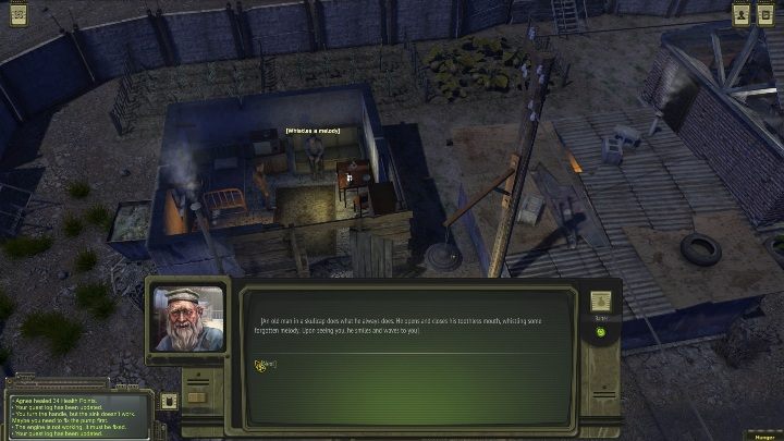 The first thing you need to do is to talk to an old man - How do I get the first firearm? - Armament - ATOM RPG Guide