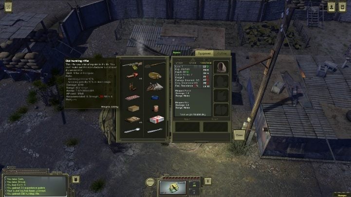 After talking to the old man, he will give you the rifle - How do I get the first firearm? - Armament - ATOM RPG Guide