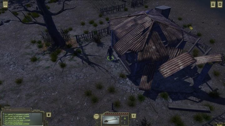 On the right side of the city you can find an abandoned hut - How to get a golden walnut in ATOM RPG? - FAQ - ATOM RPG Guide