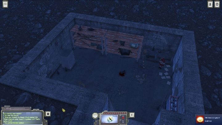 In the corner stands a Nutcracker, use the Toy sword on it and you will get an item - How to get a golden walnut in ATOM RPG? - FAQ - ATOM RPG Guide