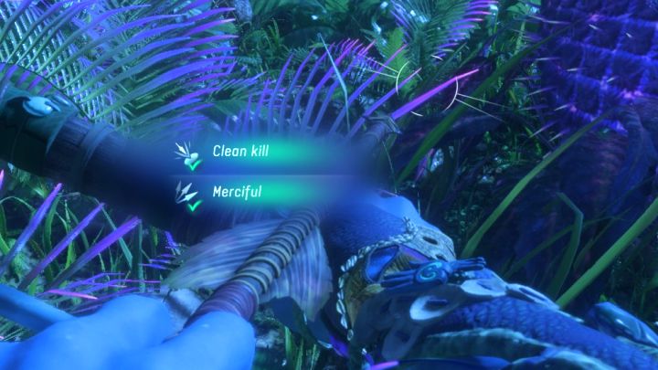 Clean Kill and Merciful (kill with a bow) are messages appearing every time after a wild animal has been killed - Avatar Frontiers of Pandora: How to achieve Clean Kill during hunting? - FAQ - Avatar Frontiers of Pandora Guide