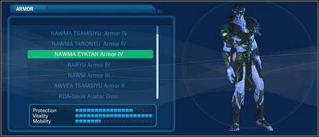 The first worth recommending armor comes with Kalfmam Pack at 181,000 XP - Armors - Navi - Armors - Avatar: The Game - Game Guide and Walkthrough
