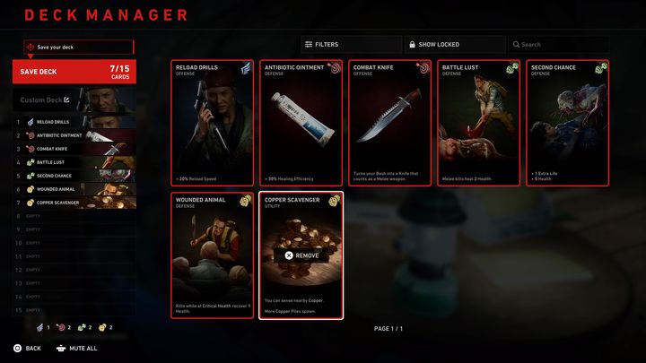 A deck can hold up to 15 cards - Back 4 Blood: Beginners guide - Basics - Back 4 Blood game guide