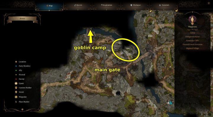 The second secret entrance to the camp is near the bridge - Baldurs Gate 3: How to get in Goblins Camp? - Baldurs Gate 3: Exploration - Baldurs Gate 3 Guide, Walkthrough