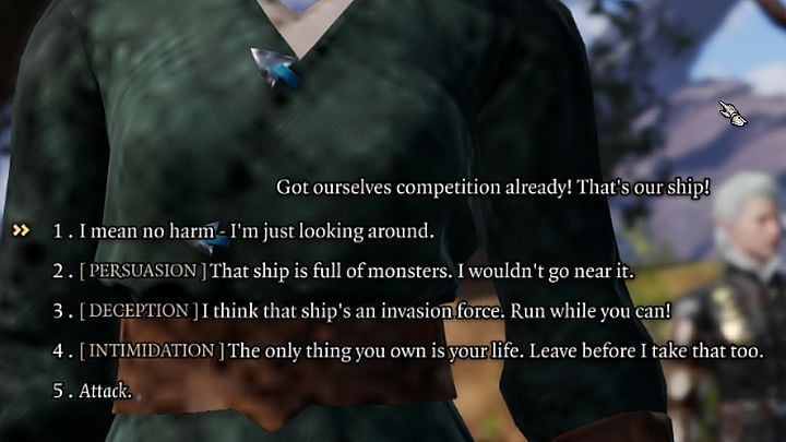 Once a particular option is selected, a dice throw window will be shown - Baldurs Gate 3: Can fights be avoided? - Baldurs Gate 3: Combat - Baldurs Gate 3 Guide, Walkthrough