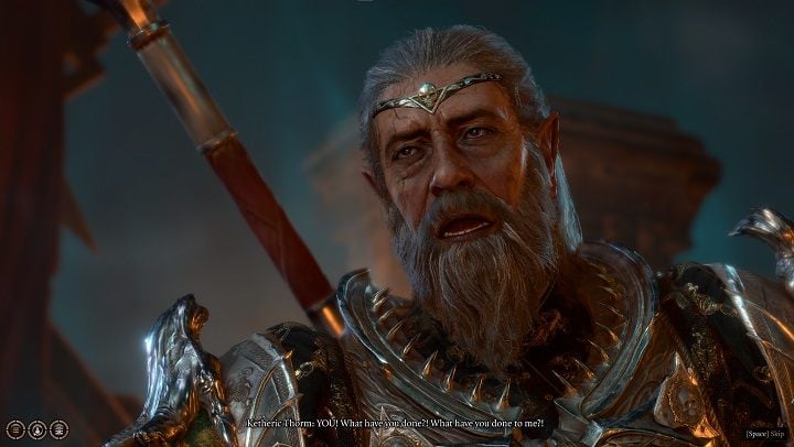 You'll face Thorm in a cutscene - you can try to convince him you'll show mercy, or attack outright - Baldurs Gate 3: Assault Moonrise Towers in BG3 - walkthrough - Baldurs Gate 3: Act 2 - Baldurs Gate 3 Guide, Walkthrough