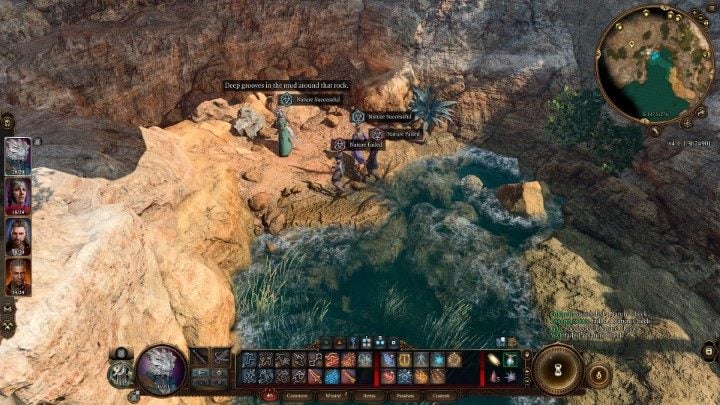 As you approach the edge, your party will make an automatic Nature check - Baldurs Gate 3: The Hidden Harpers Chest puzzle - Baldurs Gate 3: Puzzles - Baldurs Gate 3 Guide, Walkthrough