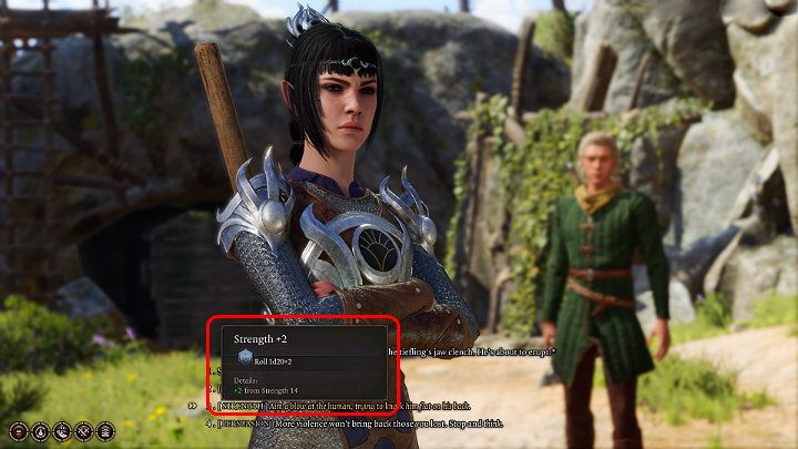 The screenshot above shows a situation in which the character is able to use strength during the dialogue and punch one of the interlocutors - Baldurs Gate 3: Abilities - Baldurs Gate 3: Basics - Baldurs Gate 3 Guide, Walkthrough