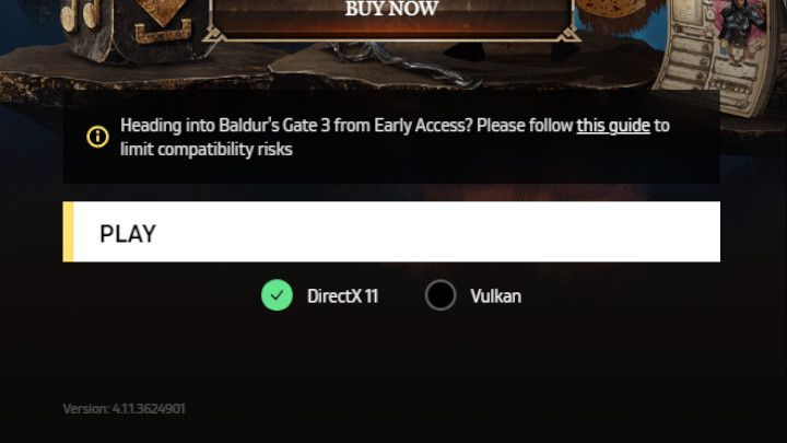 You can change your API right after starting the game, in the Larian Studios Launcher - Baldurs Gate 3: Which to choose - Vulkan or DX11? - Baldurs Gate 3: Appendix - Baldurs Gate 3 Guide, Walkthrough