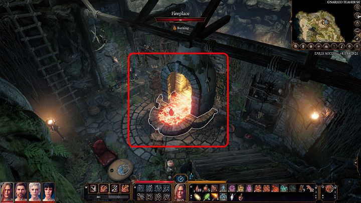 Note that the fireplace is full of burning coals, which will need to be put out first so your team can safely move on - Baldurs Gate 3: How to beat Auntie Ethel (Green Witch) in BG3? - Baldurs Gate 3: Bosses and difficult fights - Baldurs Gate 3 Guide, Walkthrough