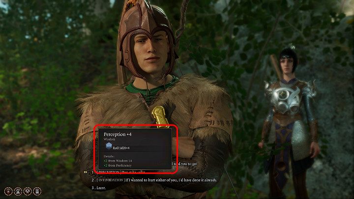 The above screen illustrates a situation in which the protagonist wants to use persuasion skills during a conversation - Baldurs Gate 3: Skills - Baldurs Gate 3: Basics - Baldurs Gate 3 Guide, Walkthrough