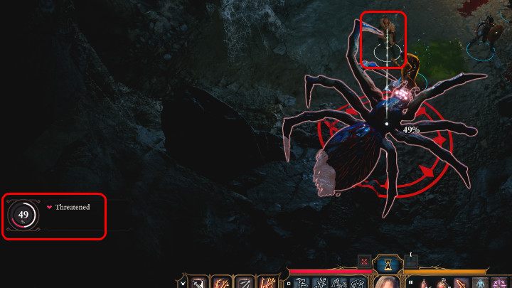 In the screenshot above, you can see the situation in which the hero standing next to the target is trying to conduct a ranged attack using a bow - Baldurs Gate 3: Combat - turns, action points, mechanics - Baldurs Gate 3: Basics - Baldurs Gate 3 Guide, Walkthrough