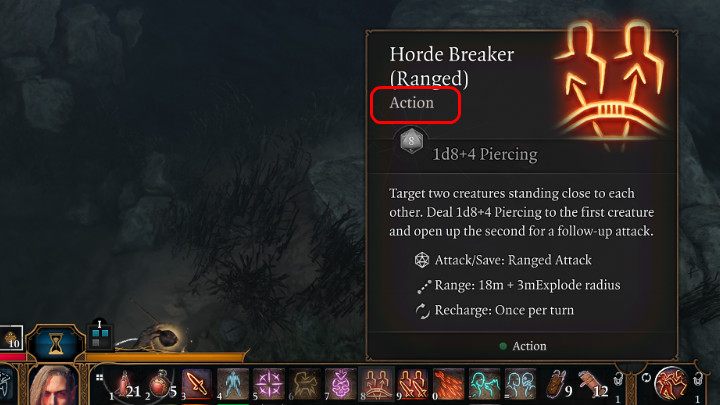 The above screen shows one of the actions of the Ranger, which allows you to attack two targets during one turn if they are at a close distance from each other - Baldurs Gate 3: Combat - turns, action points, mechanics - Baldurs Gate 3: Basics - Baldurs Gate 3 Guide, Walkthrough