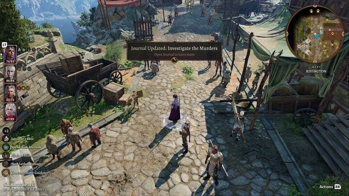 Buy a newspaper from a child and enter the temple where a dialogue is taking place between a Halfling and a flying elephant named Valeria - Baldurs Gate 3: Act 3 Rivington - Baldurs Gate 3: Act 3 - Baldurs Gate 3 Guide, Walkthrough