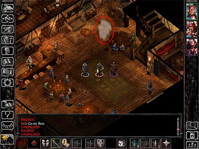Click on the cloud in the main chamber of the tavern - Side Quests in the Elfsong Tavern and the Sorcerous Sundries | Elfsong Tavern and Sorcerous Sundries - Elfsong Tavern and Sorcerous Sundries - Baldurs Gate: Siege of Dragonspear Game Guide