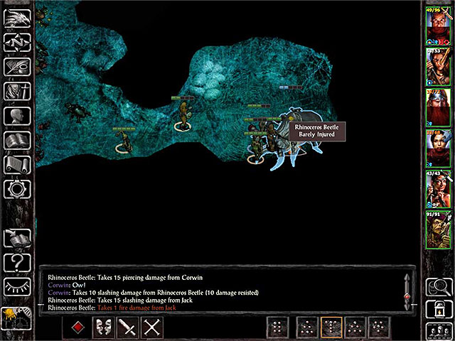 You can take up the challenge, and attack a huge beetle - Side Quests in Forest of Wyrms - Forest of Wyrms - Baldurs Gate: Siege of Dragonspear Game Guide