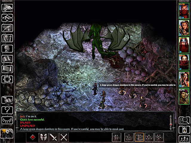 You can avoid the fight with the huge green dragon - Side Quests in Forest of Wyrms - Forest of Wyrms - Baldurs Gate: Siege of Dragonspear Game Guide