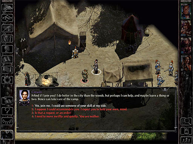 Location: Flaming Fist camp in Coast Way Crossing (M7,1) where you will find yourself after embarking on a trip with the expedition (the end of the main quest Journey to the north) - Locations of potential party members | Companions - Companions - Baldurs Gate: Siege of Dragonspear Game Guide