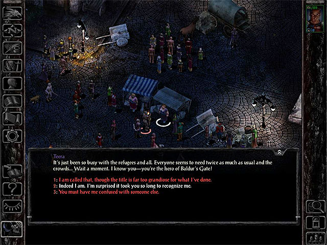 You can offer your services and promise to deliver the sack of gold for Teera. - Side Quests in the Ducal Palace | Ducal Palace - Ducal Palace - Baldurs Gate: Siege of Dragonspear Game Guide