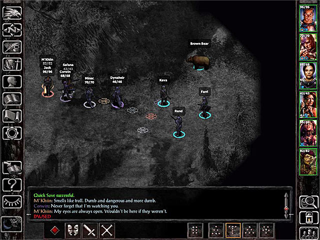 The mercenaries are east to the Flaming Fist encampment - Side Quests in Troll Claw Woods - Troll Claw Woods - Baldurs Gate: Siege of Dragonspear Game Guide