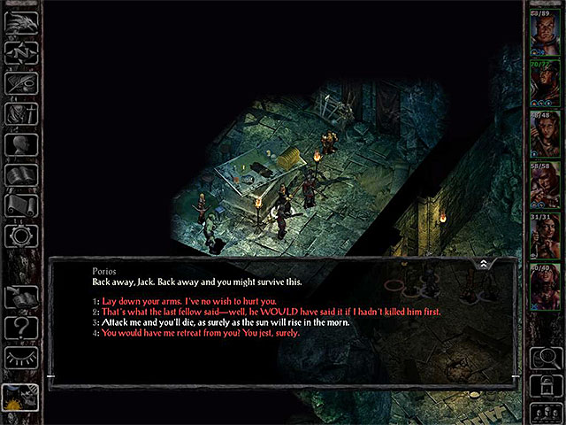 You can convince Porios and his men to lay down their arms. - Finding Korlasz - main quest | Korlasz Family Tomb - Korlasz Family Tomb - Baldurs Gate: Siege of Dragonspear Game Guide