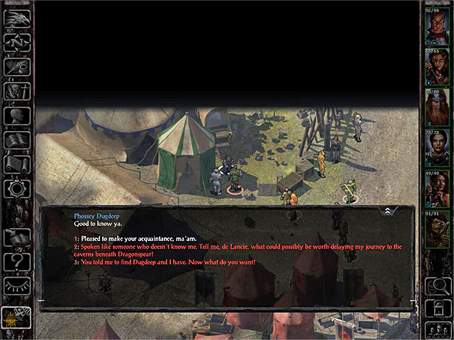 The hero will receive barrel of bwoosh! from Phossey - Meeting in the camp - Main quest - Coalition Camp - Baldurs Gate: Siege of Dragonspear Game Guide